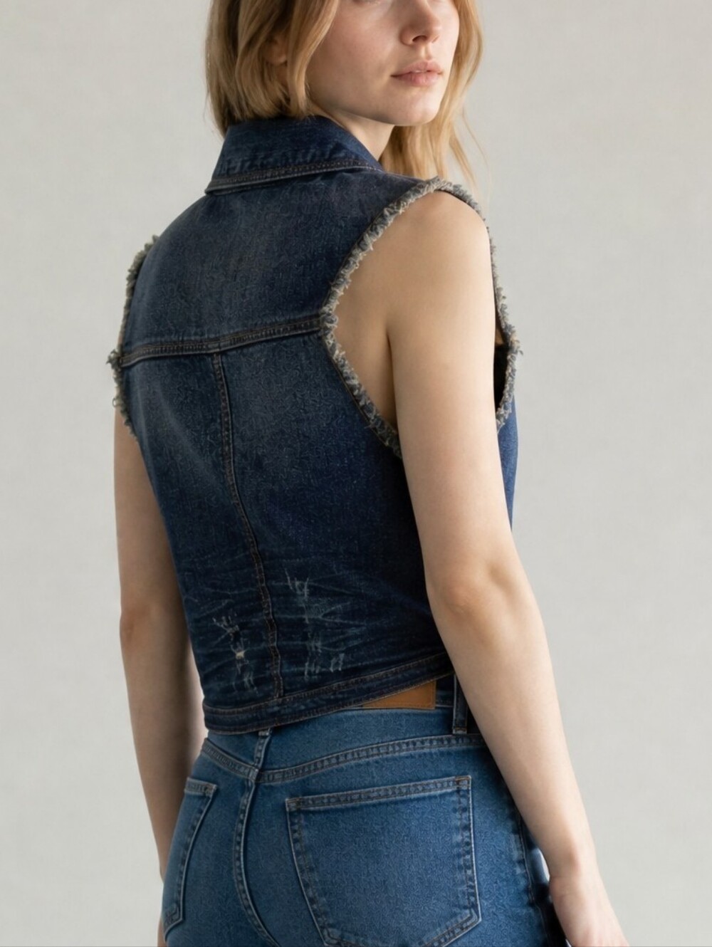Vintage 90s Britney Spears Candie's Dark Wash Denim Sleeveless Vest